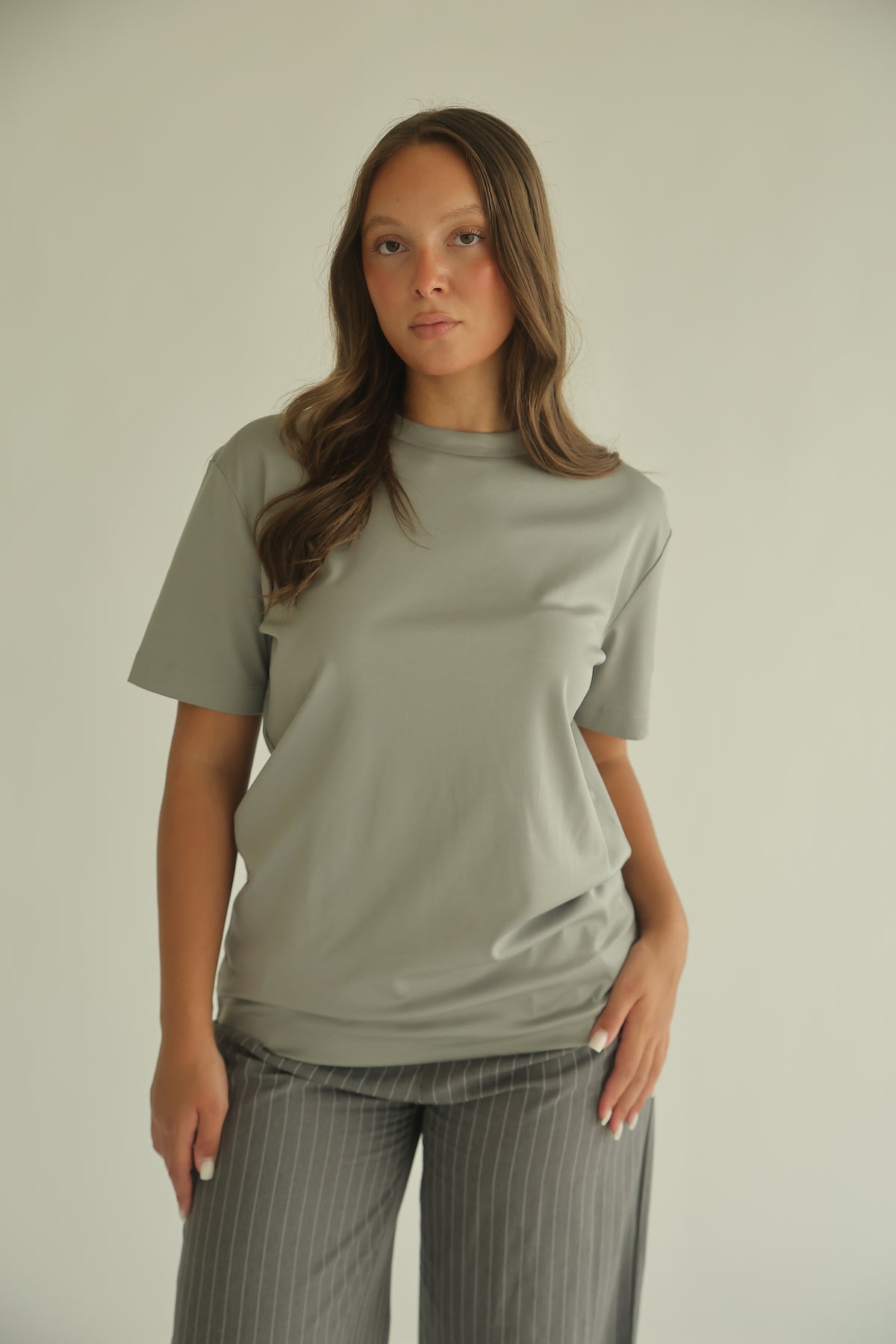 DOUBLE MERCERIZED T-SHIRT - LICHTGRIJS