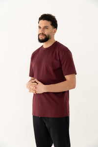 DOUBLE MERCERIZED T-SHIRT - BORDEAUX ROOD