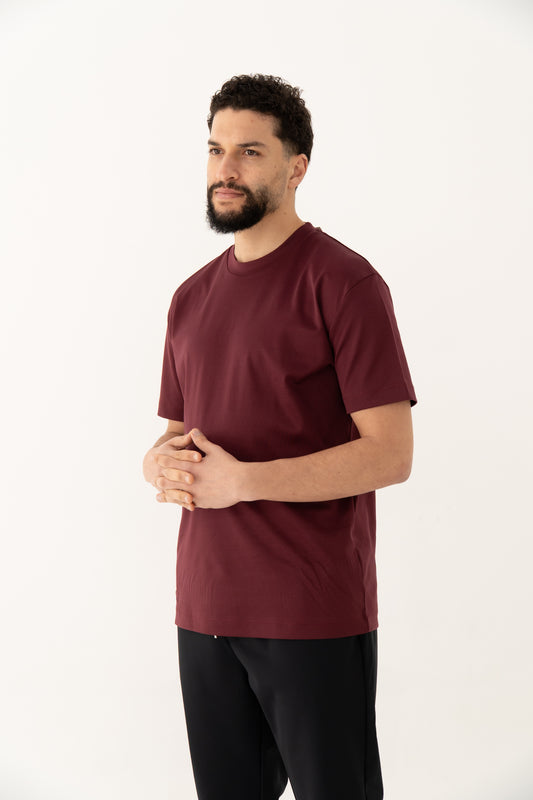 DOUBLE MERCERIZED T-SHIRT - BORDEAUX ROOD