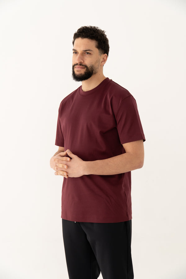 DOUBLE MERCERIZED T-SHIRT - BORDEAUX ROOD