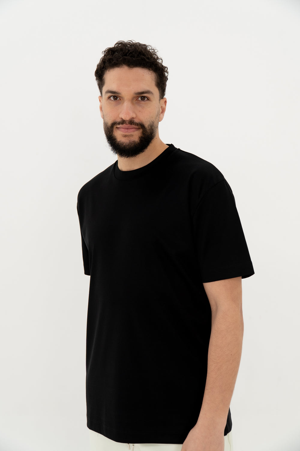DOUBLE MERCERIZED T-SHIRT - ZWART