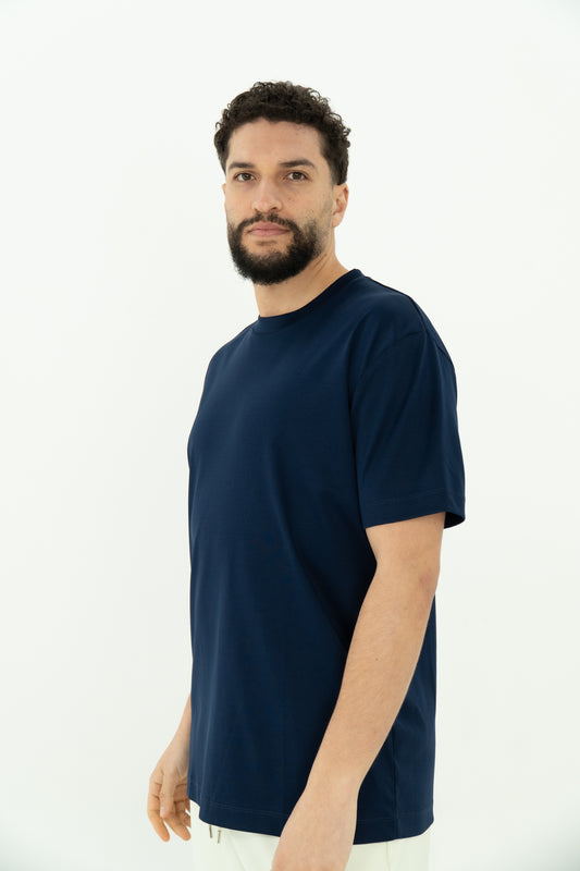 DOUBLE MERCERIZED T-SHIRT - NAVY