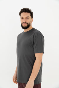 DOUBLE MERCERIZED T-SHIRT - DONKER GRIJS