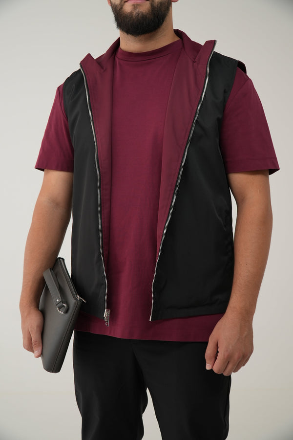 VERSO DUBBELZIJDIGE BODYWARMER BORDEAUX/ZWART