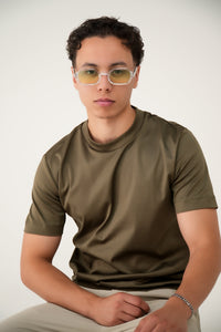 DOUBLE MERCERIZED T-SHIRT - OLIJFGROEN