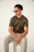 DOUBLE MERCERIZED T-SHIRT - OLIJFGROEN